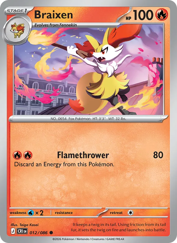 Braixen — Chaos Rising #012 (Pokémon TCG card)