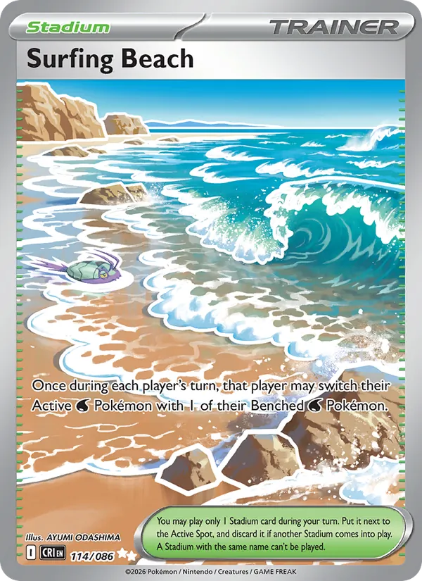 Surfing Beach — Chaos Rising #114 (Pokémon TCG card)