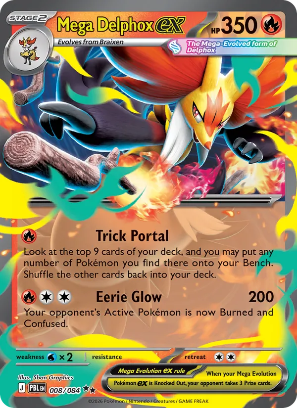 Mega Delphox ex — Pitch Black #008 (Pokémon TCG card)