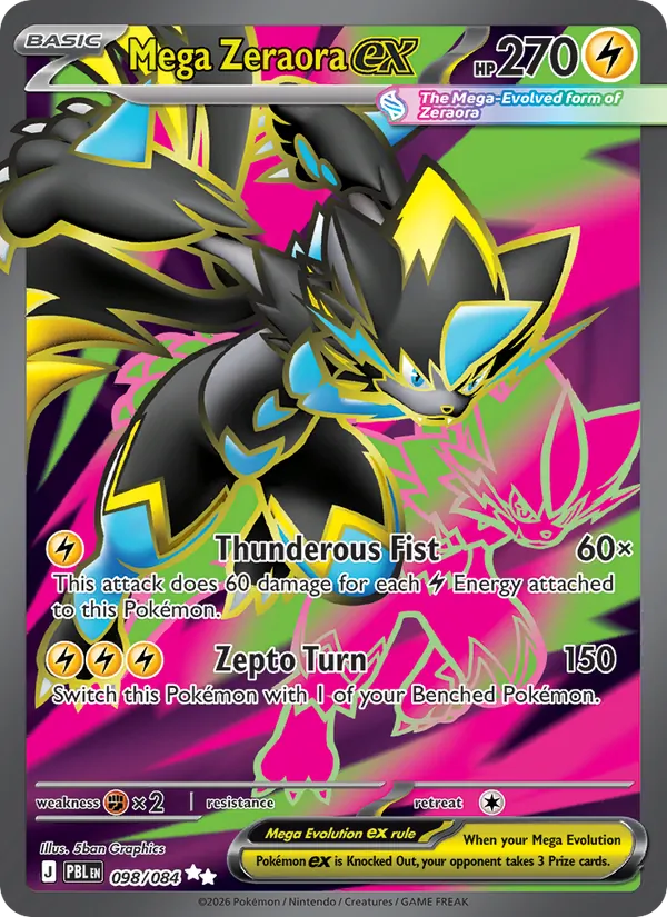 Mega Zeraora ex — Pitch Black #098 (Pokémon TCG card)