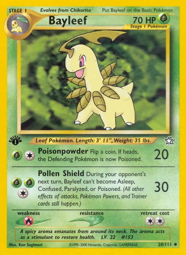 Bayleef — Neo Genesis #28 (Pokémon TCG card)