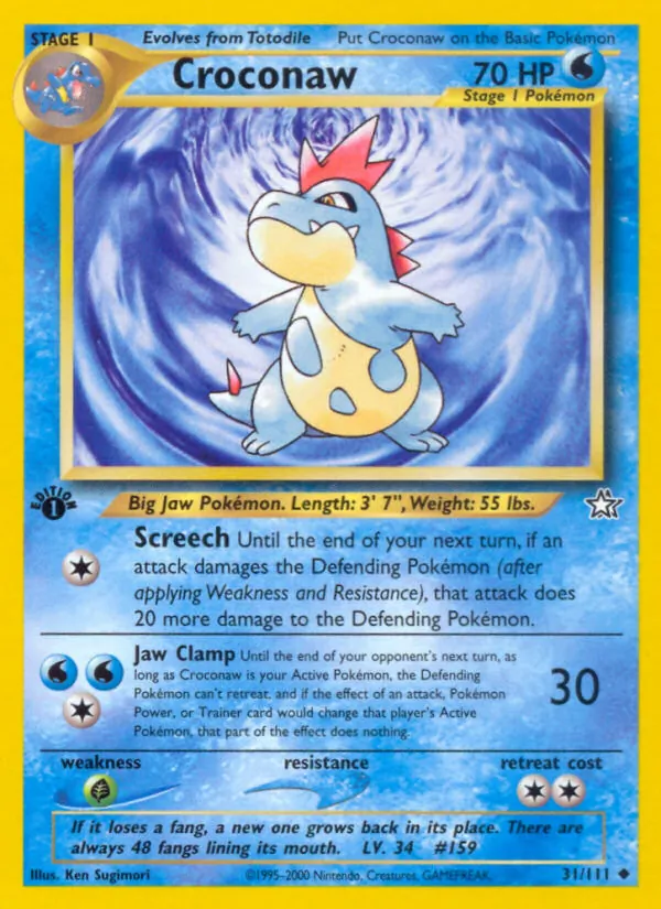 Croconaw — Neo Genesis #31 (Pokémon TCG card)