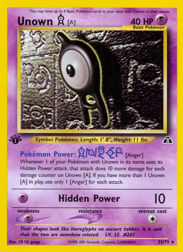 Unown [A] — Neo Discovery #33 (Pokémon TCG card)