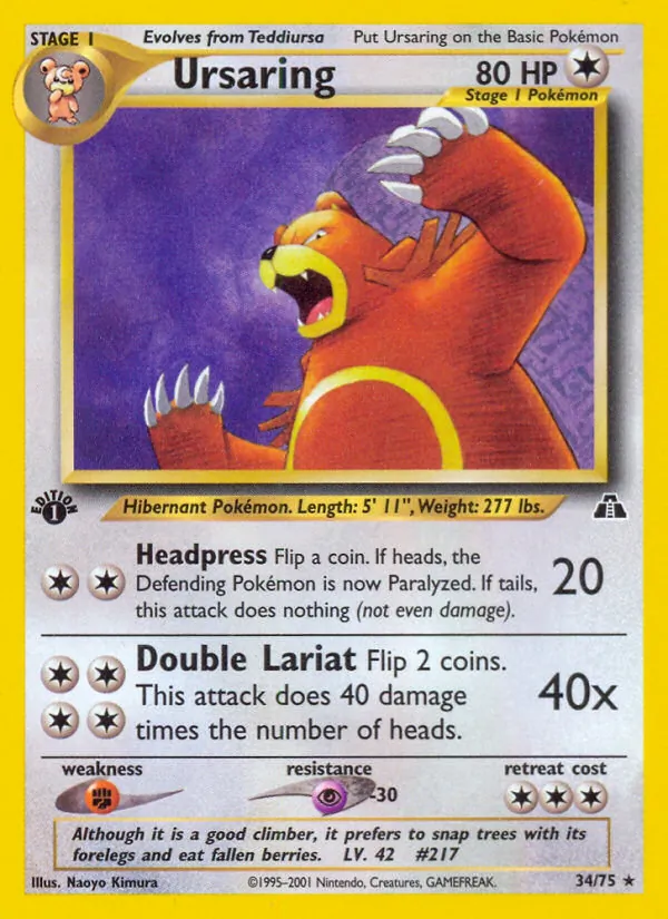 Ursaring — Neo Discovery #34 (Pokémon TCG card)