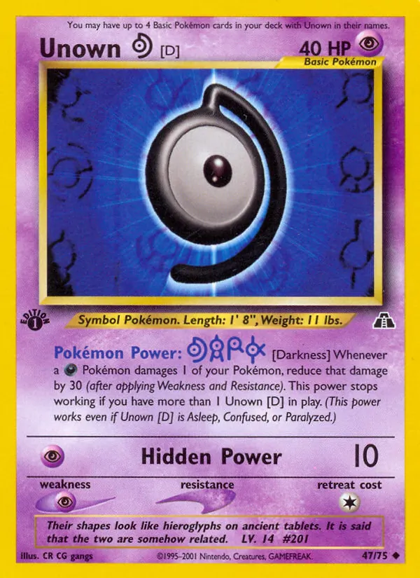 Unown [D] — Neo Discovery #47 (Pokémon TCG card)