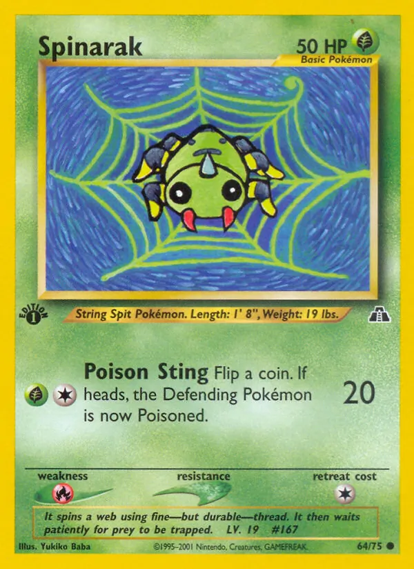 Spinarak — Neo Discovery #64 (Pokémon TCG card)