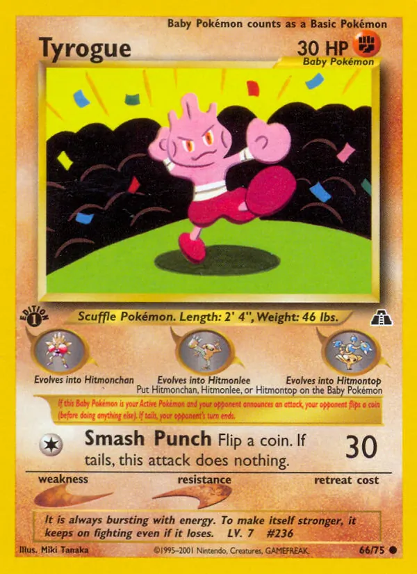 Tyrogue — Neo Discovery #66 (Pokémon TCG card)