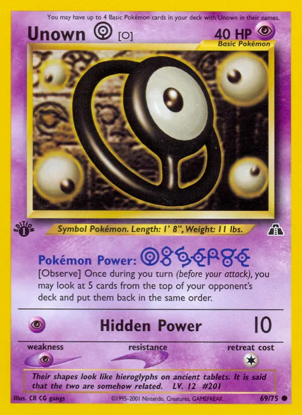 Unown [O] — Neo Discovery #69 (Pokémon TCG card)
