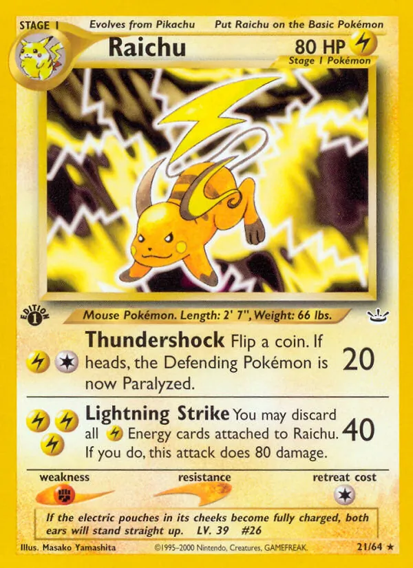 Raichu — Neo Revelation #21 (Pokémon TCG card)
