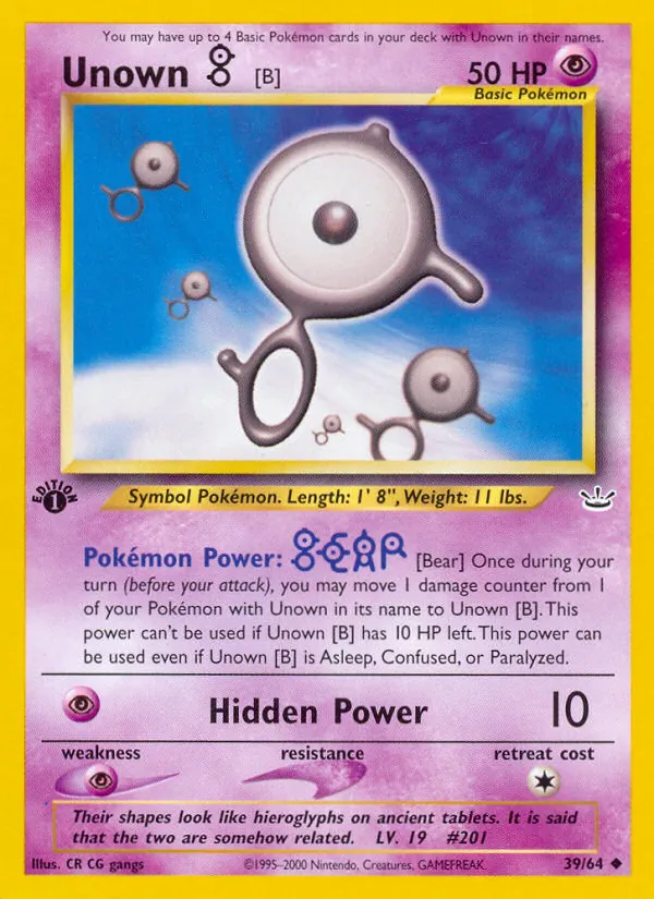 Unown [B] — Neo Revelation #39 (Pokémon TCG card)