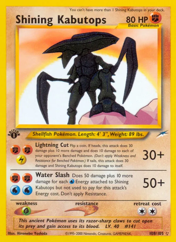 Shining Kabutops — Neo Destiny #108 (Pokémon TCG card)