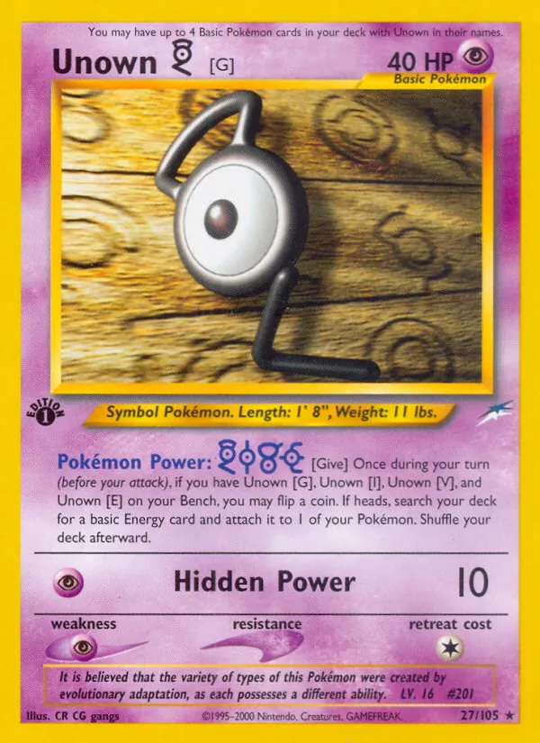 Unown [G] — Neo Destiny #27 (Pokémon TCG card)