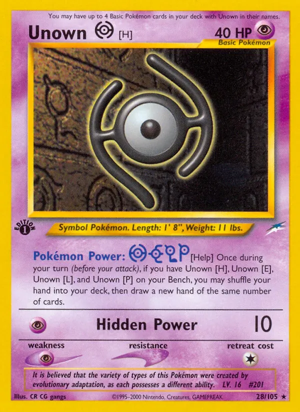 Unown [H] — Neo Destiny #28 (Pokémon TCG card)