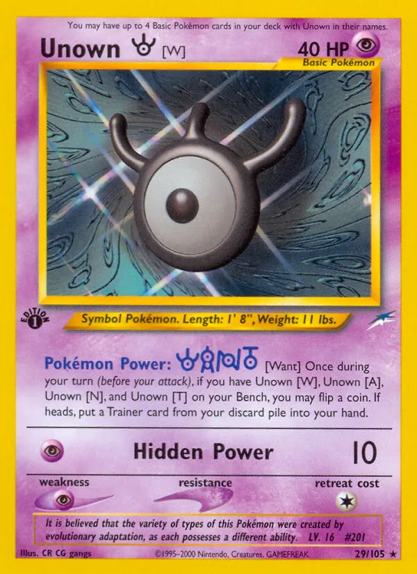 Unown [W] — Neo Destiny #29 (Pokémon TCG card)