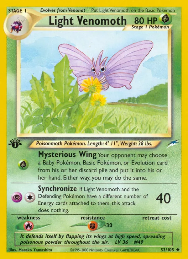 Light Venomoth — Neo Destiny #53 (Pokémon TCG card)