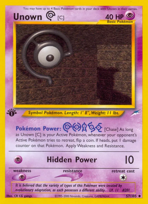 Unown [C] — Neo Destiny #57 (Pokémon TCG card)