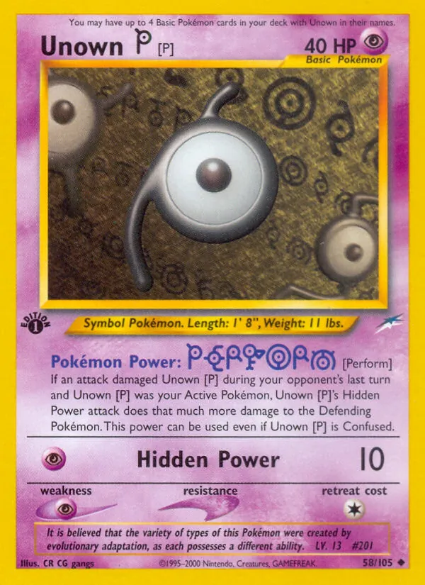 Unown [P] — Neo Destiny #58 (Pokémon TCG card)
