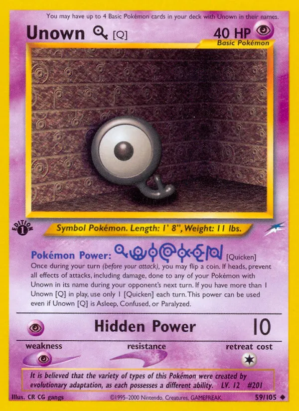 Unown [Q] — Neo Destiny #59 (Pokémon TCG card)