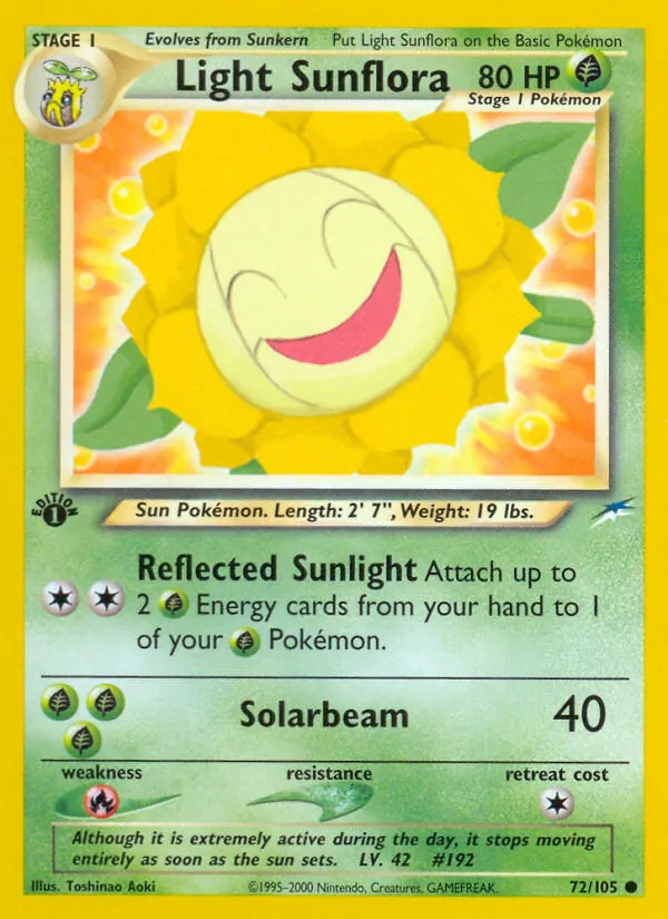 Light Sunflora — Neo Destiny #72 (Pokémon TCG card)