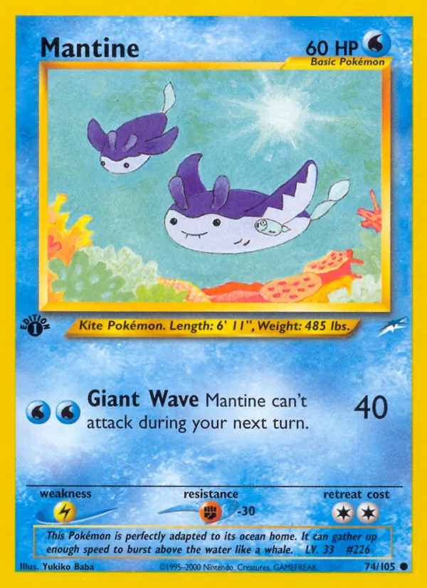 Mantine — Neo Destiny #74 (Pokémon TCG card)