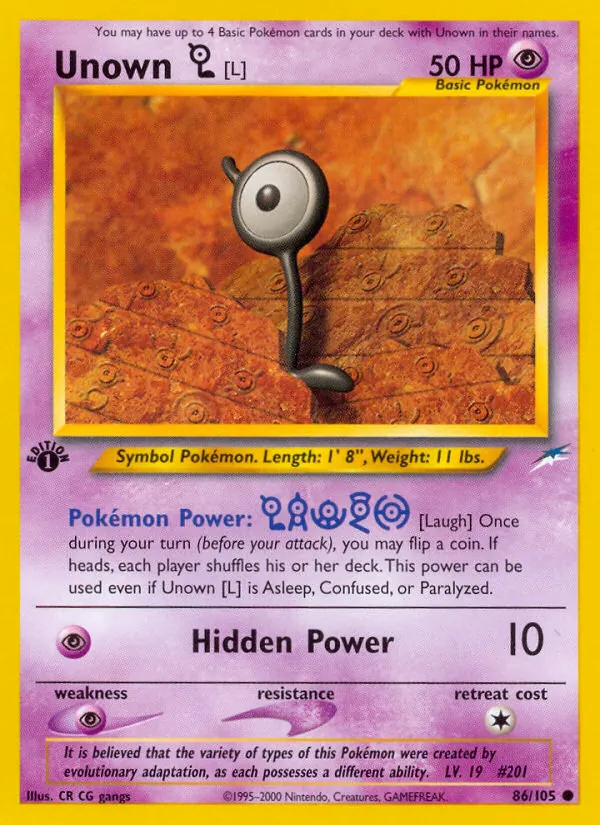 Unown [L] — Neo Destiny #86 (Pokémon TCG card)