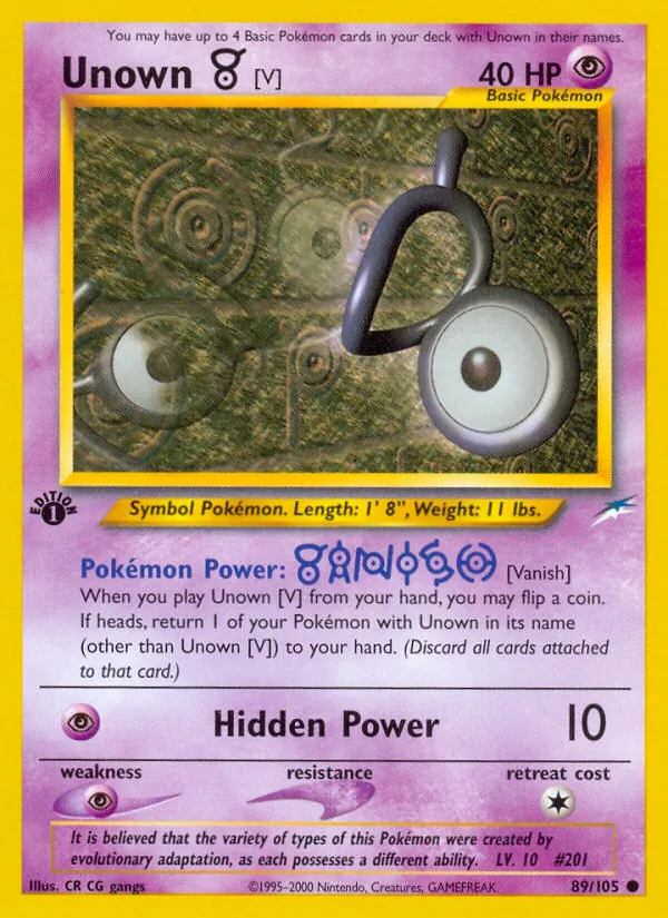 Unown [V] — Neo Destiny #89 (Pokémon TCG card)
