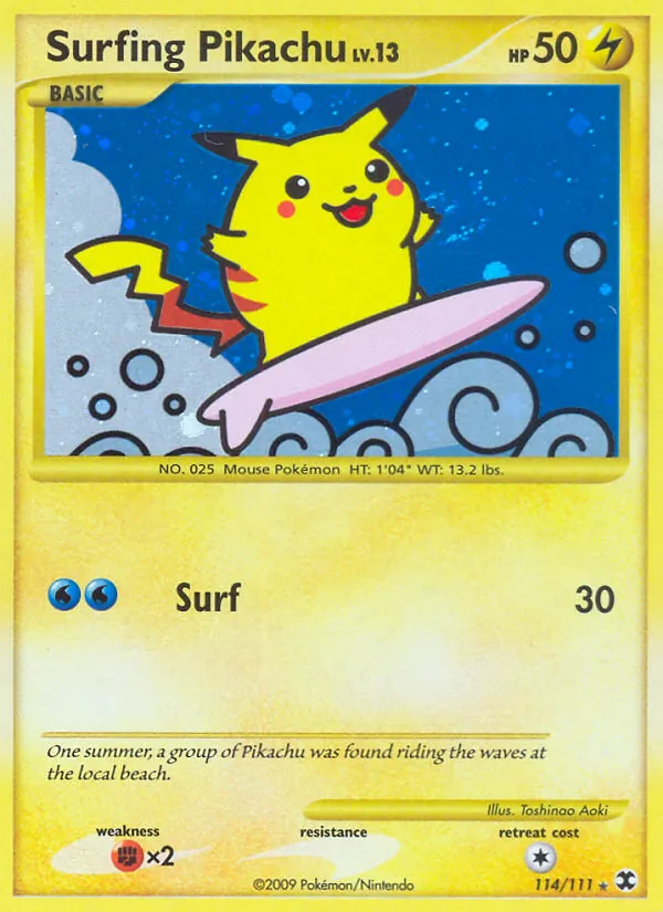 Surfing Pikachu — Rising Rivals #114 (Pokémon TCG card)
