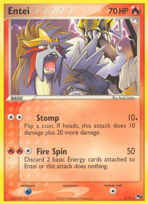 Entei — POP Series 2 #1 (Pokémon TCG card)