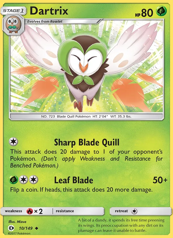 Dartrix — Sun & Moon #10 (Pokémon TCG card)