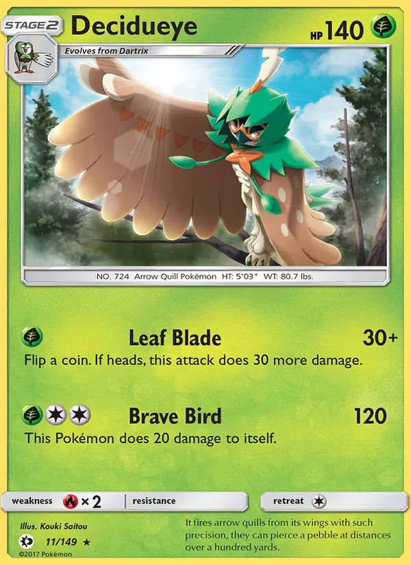 Decidueye — Sun & Moon #11 (Pokémon TCG card)