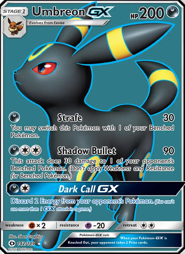 Umbreon GX — Sun & Moon #142 (Pokémon TCG card)