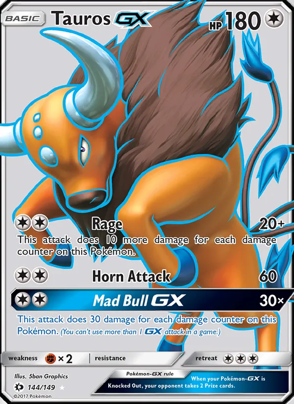Tauros GX — Sun & Moon #144 (Pokémon TCG card)