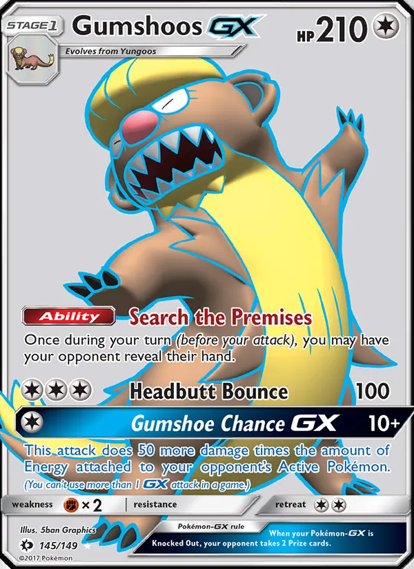 Gumshoos GX — Sun & Moon #145 (Pokémon TCG card)