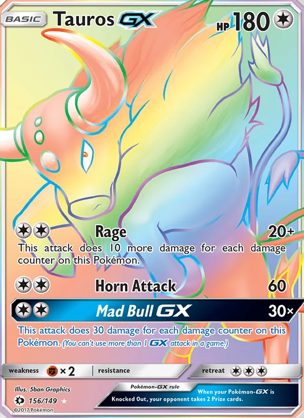 Tauros GX — Sun & Moon #156 (Pokémon TCG card)