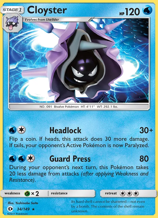 Cloyster — Sun & Moon #34 (Pokémon TCG card)