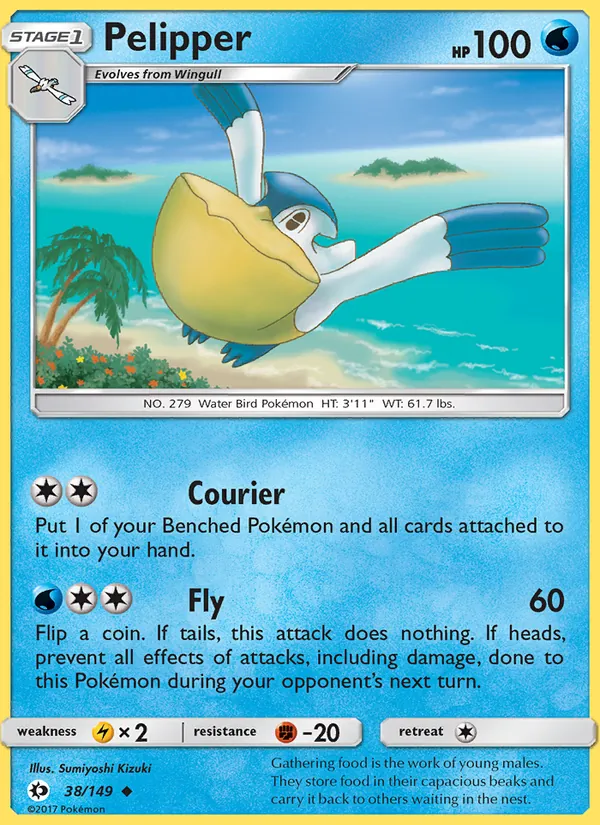Pelipper — Sun & Moon #38 (Pokémon TCG card)