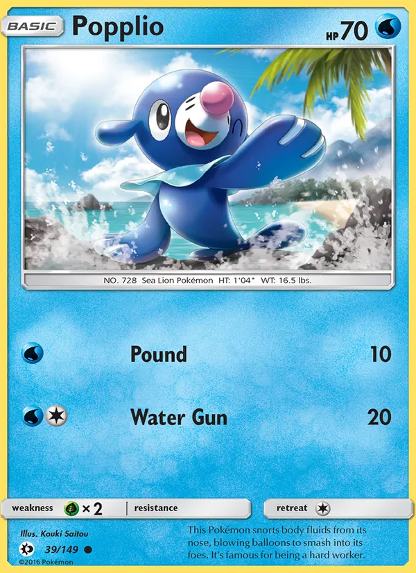 Popplio — Sun & Moon #39 (Pokémon TCG card)