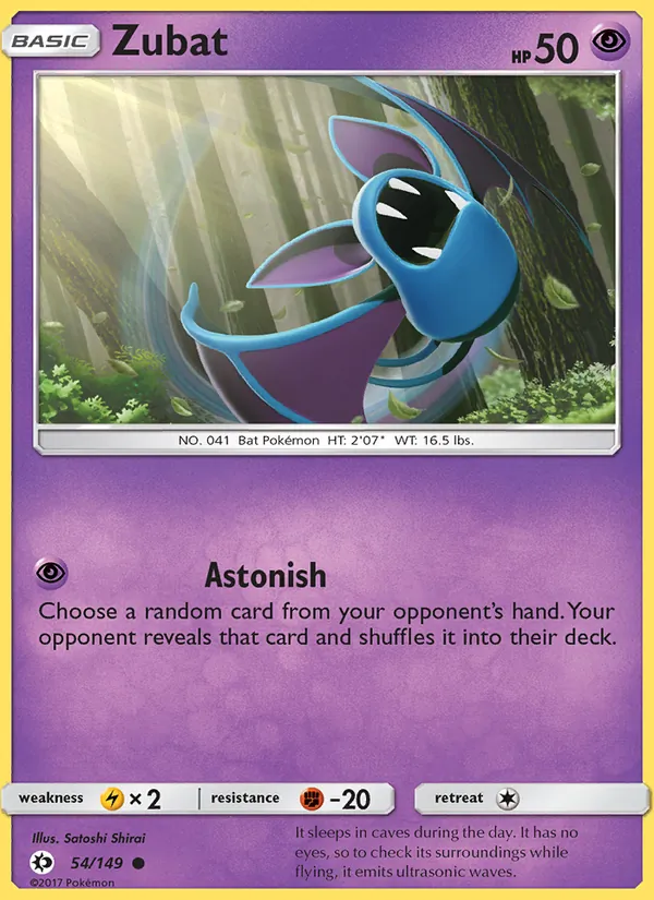 Zubat — Sun & Moon #54 (Pokémon TCG card)