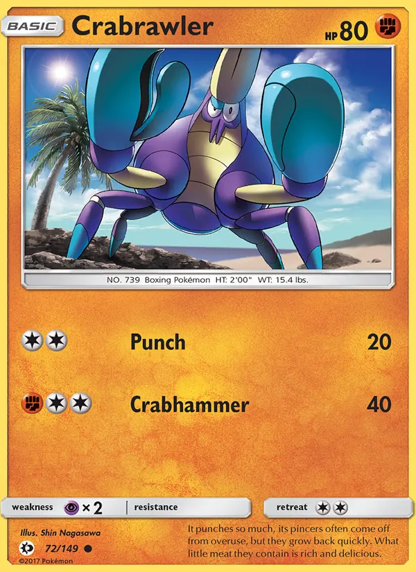 Crabrawler — Sun & Moon #72 (Pokémon TCG card)