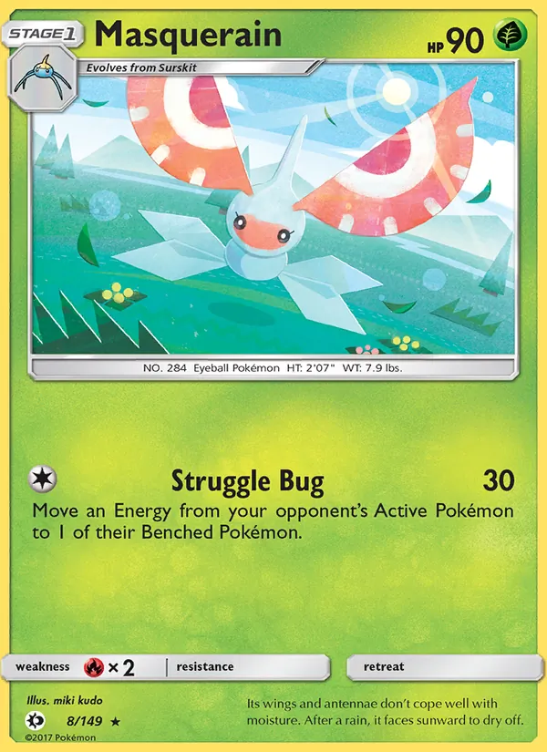 Masquerain — Sun & Moon #8 (Pokémon TCG card)