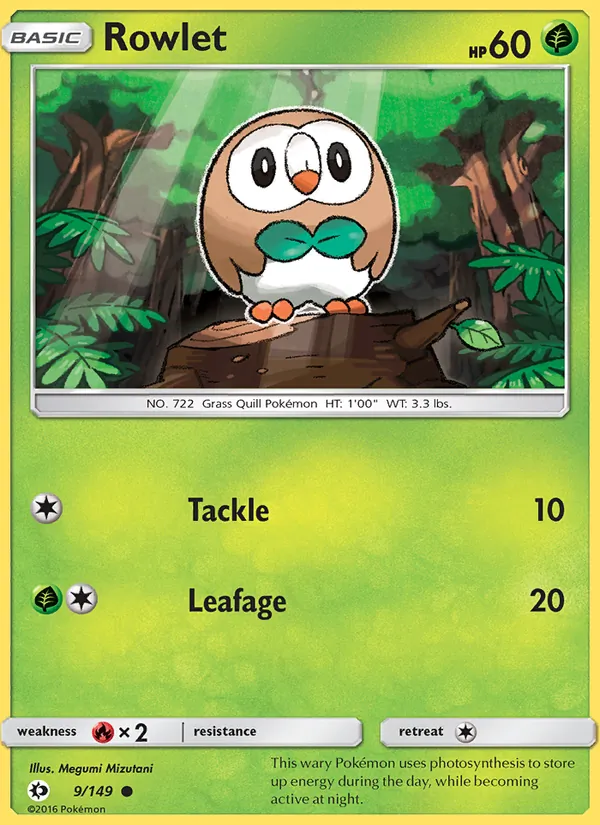 Rowlet — Sun & Moon #9 (Pokémon TCG card)