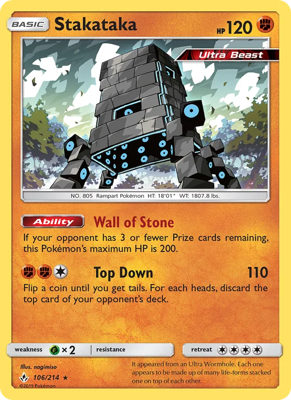 Stakataka — Unbroken Bonds #106 (Pokémon TCG card)