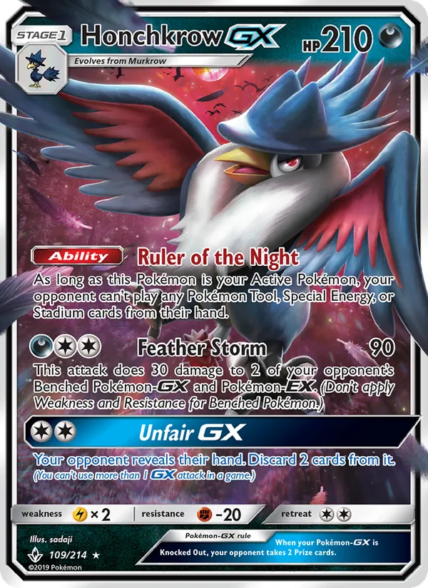 Honchkrow GX — Unbroken Bonds #109 (Pokémon TCG card)