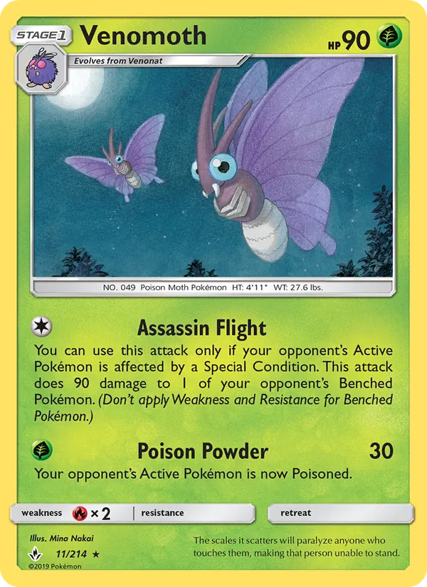 Venomoth — Unbroken Bonds #11 (Pokémon TCG card)