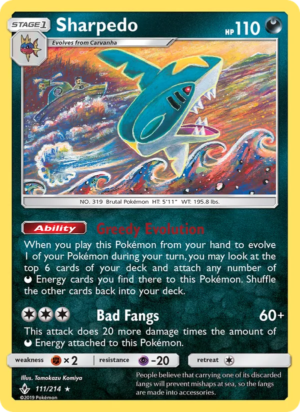 Sharpedo — Unbroken Bonds #111 (Pokémon TCG card)