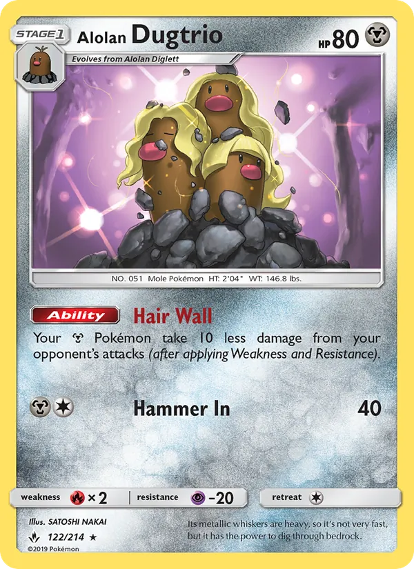 Alolan Dugtrio — Unbroken Bonds #122 (Pokémon TCG card)