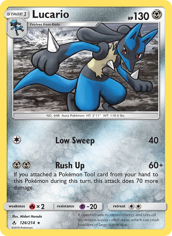 Lucario — Unbroken Bonds #126 (Pokémon TCG card)