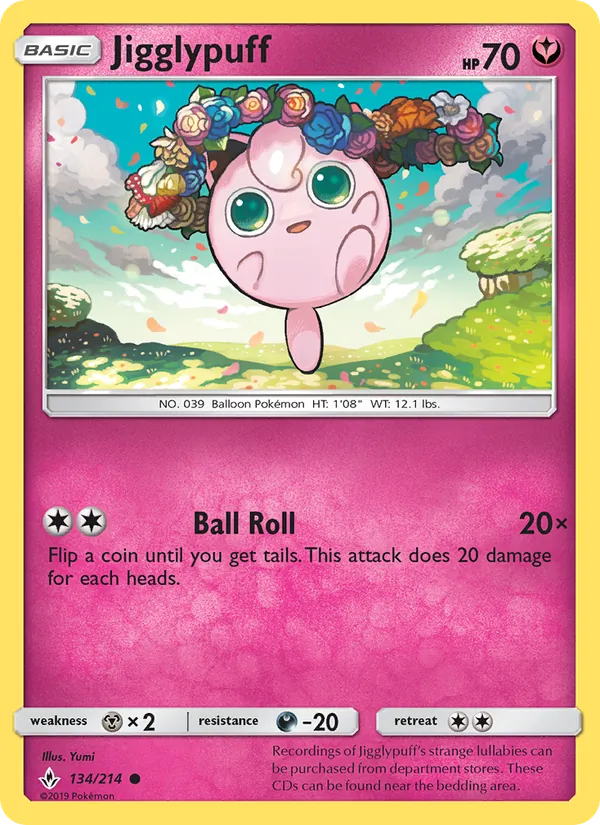 Jigglypuff — Unbroken Bonds #134 (Pokémon TCG card)