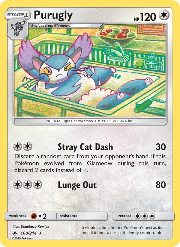 Purugly — Unbroken Bonds #160 (Pokémon TCG card)