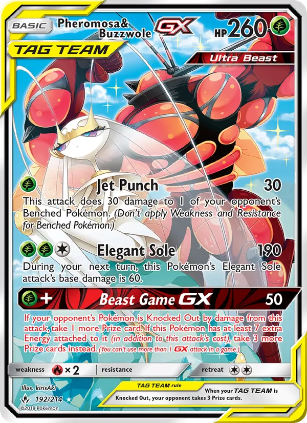 Pheromosa & Buzzwole GX — Unbroken Bonds #192 (Pokémon TCG card)